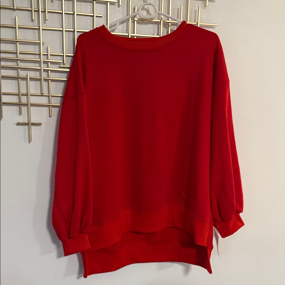Red WREN+GLORY Sweatshirt no size but runs as a medium oversize